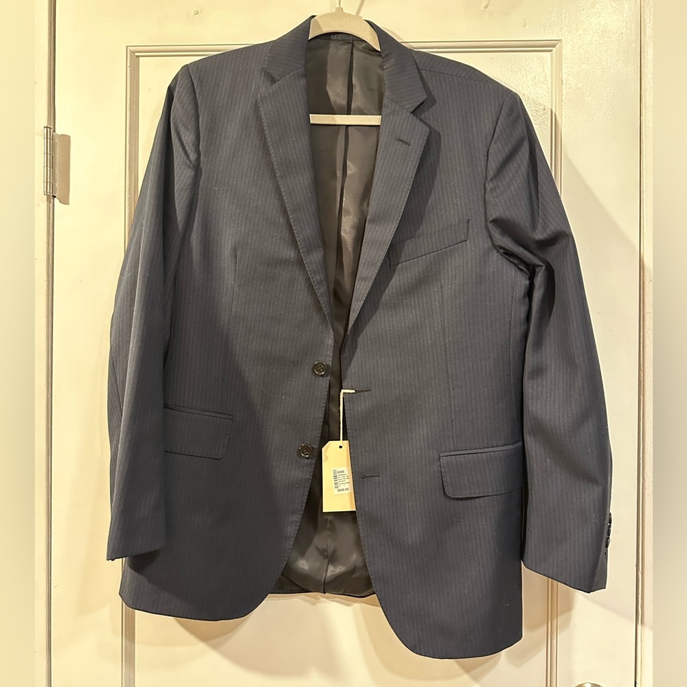NWT Club Monaco Navy Tonal Stipe Wool Blazer